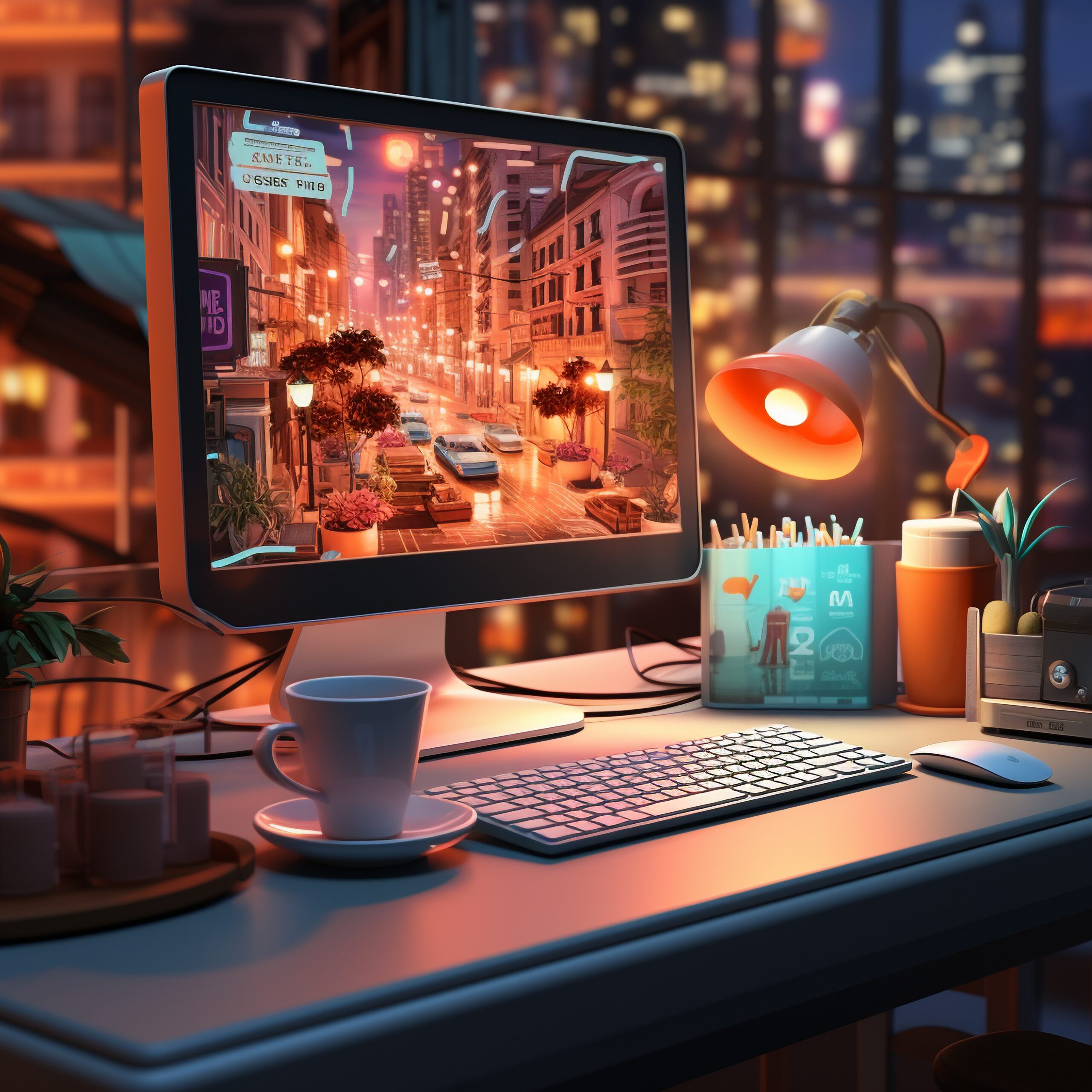 view-3d-computer-device-with-peripheral-devices